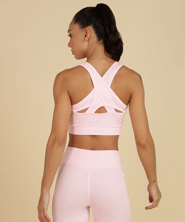 Cross Back Sports Bra – Baby Pink